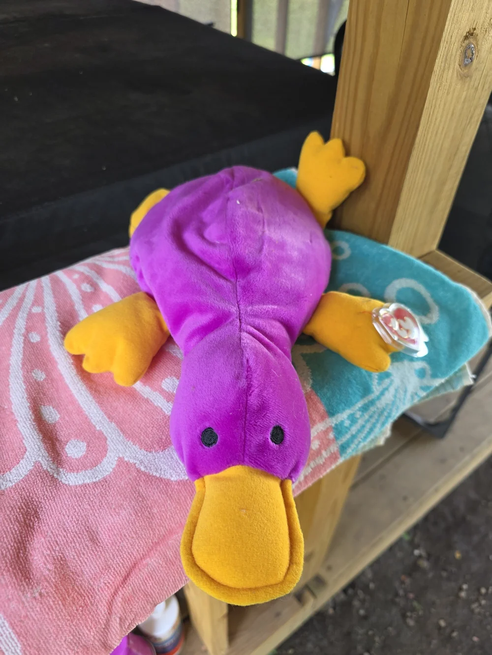 Ty Beanie Buddy Purple and Yellow Plush Platypus Bird Toy - Soft Pet Toy